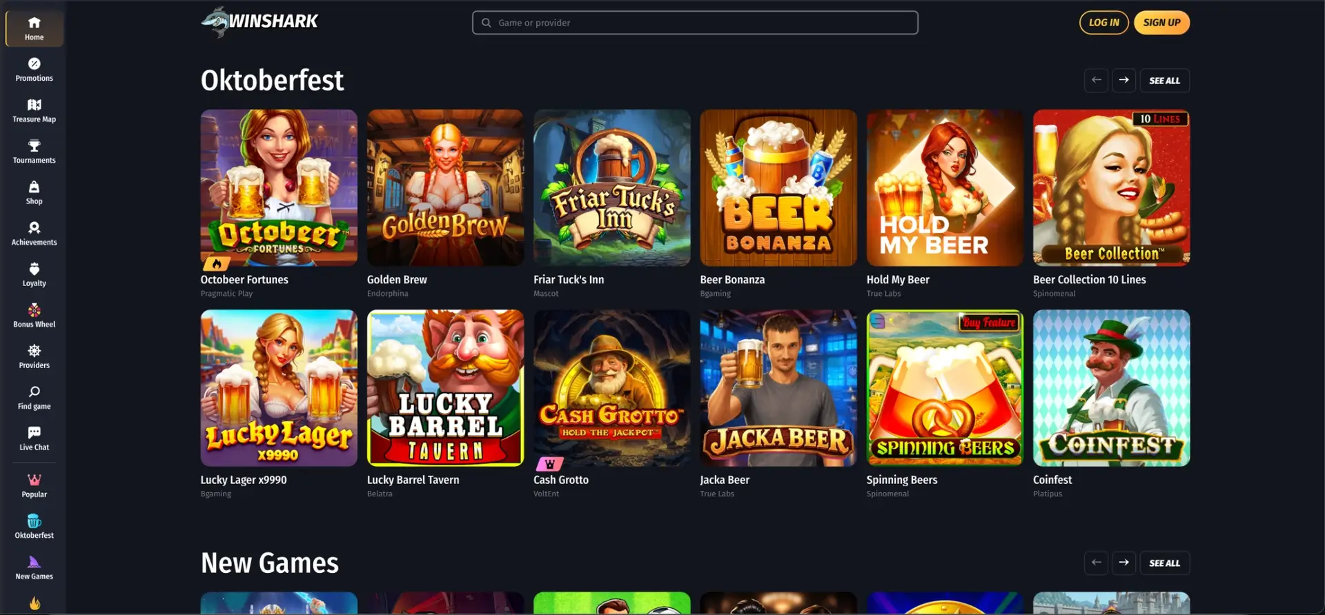 Winshark Oktoberfest seasonal pokies collection